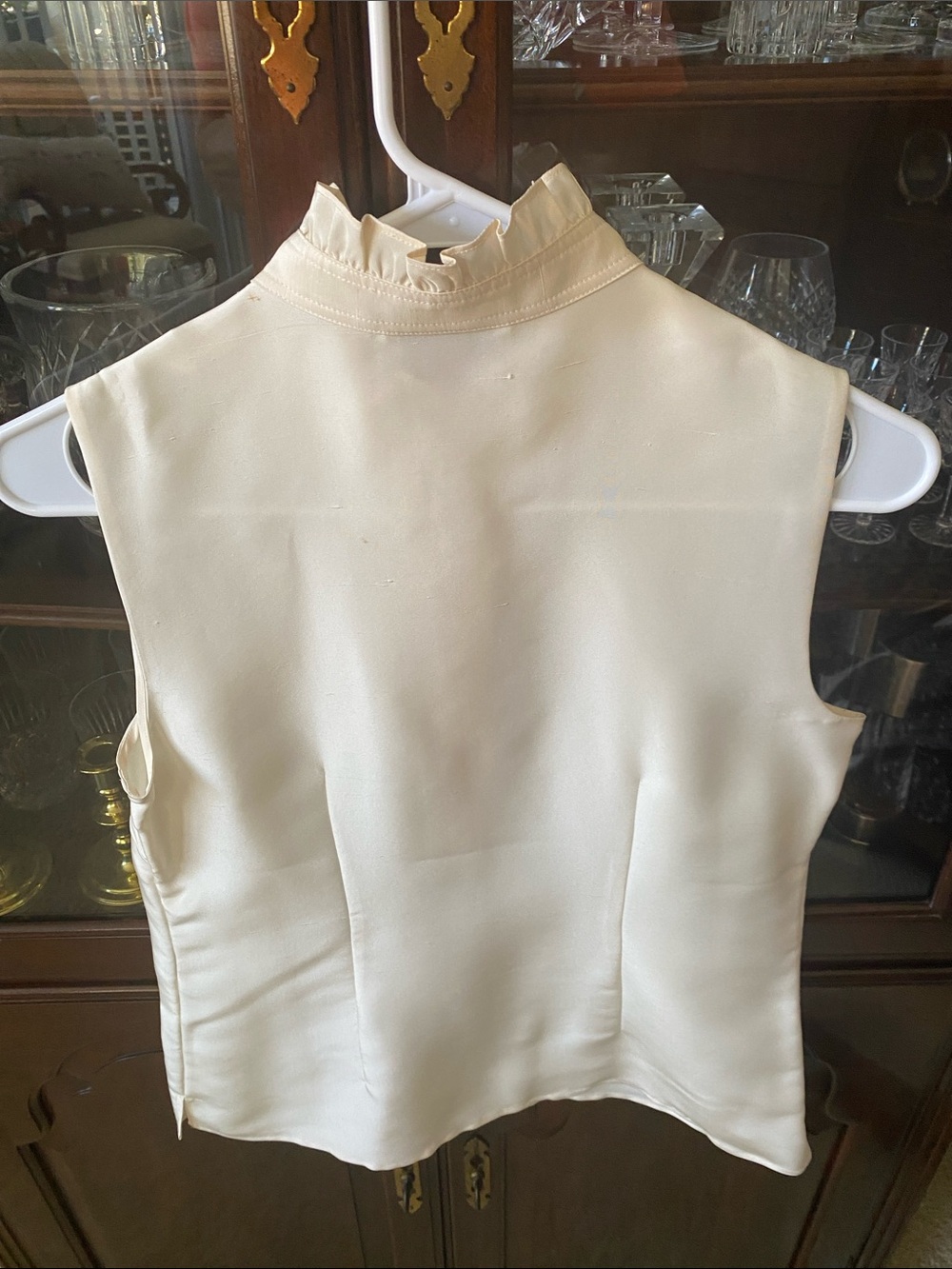 Talbots Cream Sleeveless Silk Ruffle-Neck Shell - Picture 4 of 4